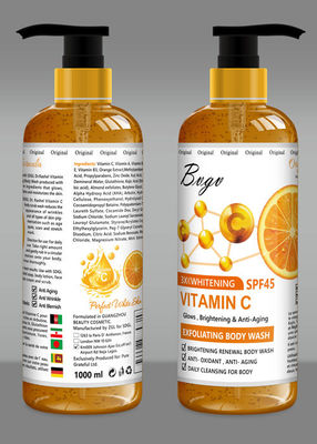 Le gel s'exfoliant orange de douche de vitamine C hydratant le corps de lavage de corps frottent
